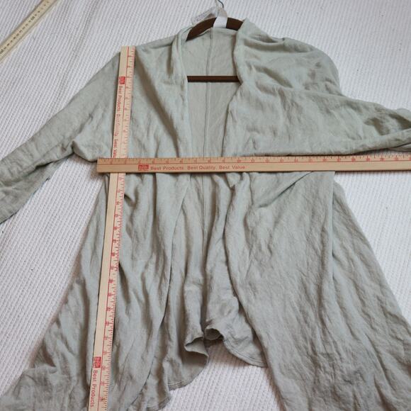 Re.Set Cotton Crinkle Open Front Cardigan Size 46 XL Italy Lightweight Drape - Picture 3 of 6